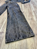 Black Vintage Wash Moto Jacket & Wide Leg Denim
