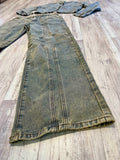 Blue Vintage Wash Moto Jacket & Wide Leg Denim