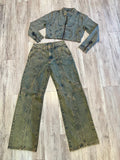 Blue Vintage Wash Moto Jacket & Wide Leg Denim