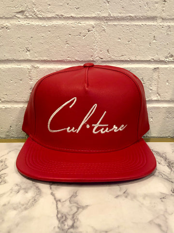 Red Luxe Leather Snapback