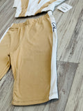Tan Striped Jacket & Biker Shorts
