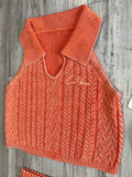 Orange Acid Wash Cable Knit Set