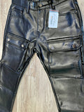 Black Cargo Leather Pants