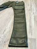 Hunter Green Leather Cargo Pants