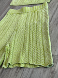 Lime Green Acid Wash Cable Knit Set