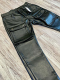 Black Cargo Leather Pants