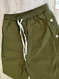 Olive Side Snap Shorts