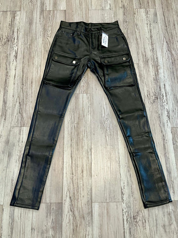 Black Cargo Leather Pants