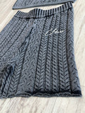 Black Acid Wash Cable Knit Set