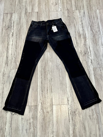 Black Vintage Wash Flare Denim