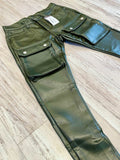 Hunter Green Cargo Leather Pants
