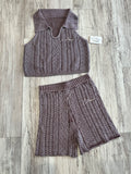 Mocha Acid Wash Cable Knit Set