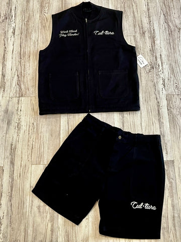 Black Premium Canvas Vest & Carpenter Shorts