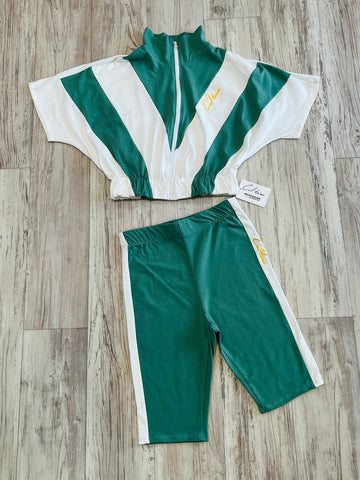 Seafoam Striped Jacket & Biker Shorts