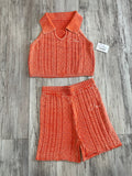 Orange Acid Wash Cable Knit Set