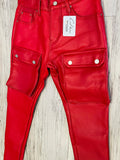 Red Cargo Leather Pants