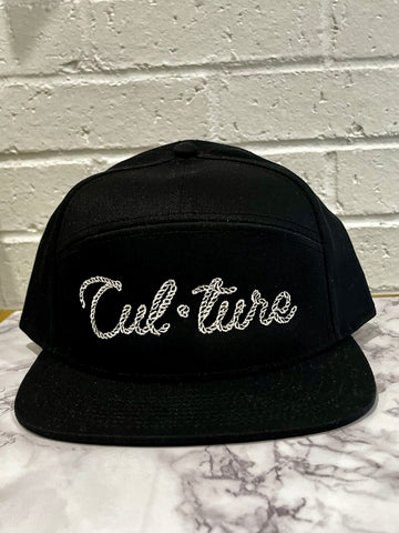 Black Canvas 7-Panel Snapback