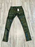 Hunter Green Leather Cargo Pants
