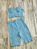 Light Wash Denim Corset & Shorts