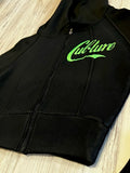 Black/Neon Green Paneled Crop Hoodie