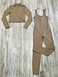 Taupe Premium Athleisure Jacket & Bodysuit