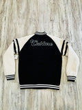 Black/Natural Corduroy Varsity Bomber
