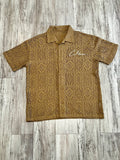 Camel Lace Knit Cuban Button Down