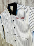Black/White “Take Notes” Canvas Striped Premium Jacket