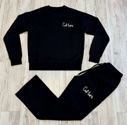 Black Chain Knit Sweatsuit