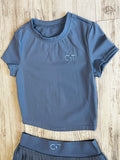 Baby Blue Premium Athleisure Shirt & Pleated Mesh Tennis Skirt