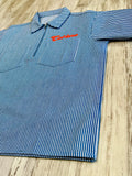 Light Blue Striped Denim Zipped Shirt