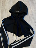 Black/Heather Grey Flare Jumpsuit & Half Hoodie