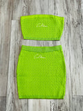 Lime Green Cable Knit Tube Top & Skirt (Copy)