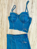 Medium Wash Denim Corset & Shorts