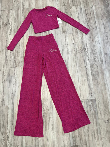 Pink Long Sleeve Crop & Flare Pants