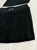 Black Premium Athleisure Strap Back Tank & Pleated Tennis Skirt