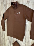 Mocha Quarter Zip Premium Sweatsuit