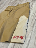 Khaki Two Tone Raw Edge Carpenter Shorts