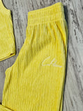 Pale Yellow Wide Leg Crinkle Set