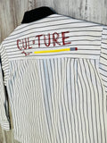 Black/White “Take Notes” Canvas Striped Premium Jacket
