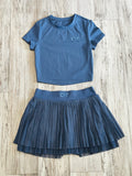 Baby Blue Premium Athleisure Shirt & Pleated Mesh Tennis Skirt
