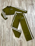 Olive Wide Leg Striped Tracksuit(W)