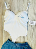 Vintage Wash Denim Mini Bubble Skort & Ribbed Bodysuit