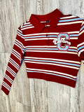 Burgundy/Carolina Blue Stripe Varsity Polo