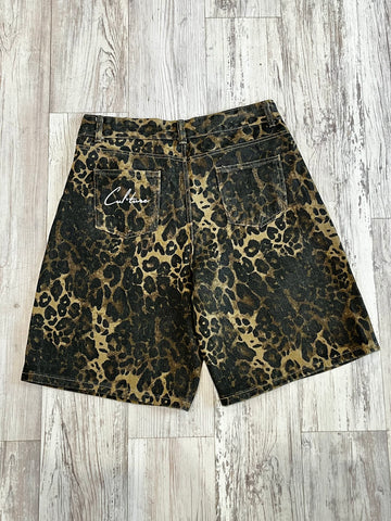 Brown Leopard Denim Jorts(W)