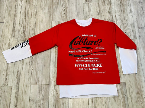 Red “Addicted To Cul•ture” Premium Layered Sweatshirt