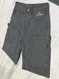 Black Pinstripe Denim Carpenter Short Sleeve Shacket & Shorts
