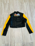 Black/Varsity Yellow Leather Racing Jacket