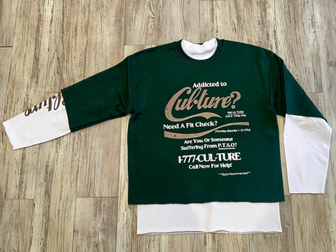 Hunter Green “Addicted To Cul•ture” Premium Layered Sweatshirt