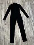 Black Premium Athleisure Zipped Bodysuit
